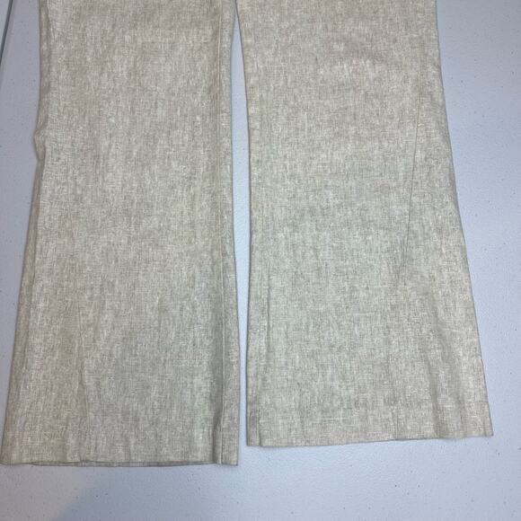 Women's Roxy Linen Blend Large Pants Tan Beige Khaki Oatmeal Tie at waist L - Picture 11 of 12
